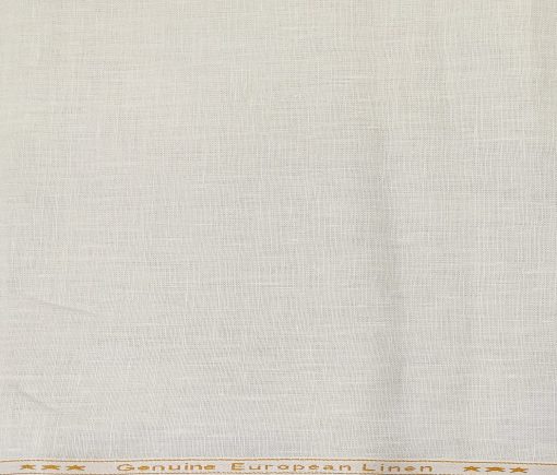 Linen Club Men's Linen 40 LEA Solid Unstitched Shirting Fabric (Milky White)