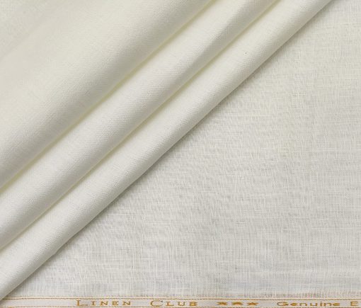 Linen Club Men's Linen 40 LEA Solid Unstitched Shirting Fabric (Milky White)