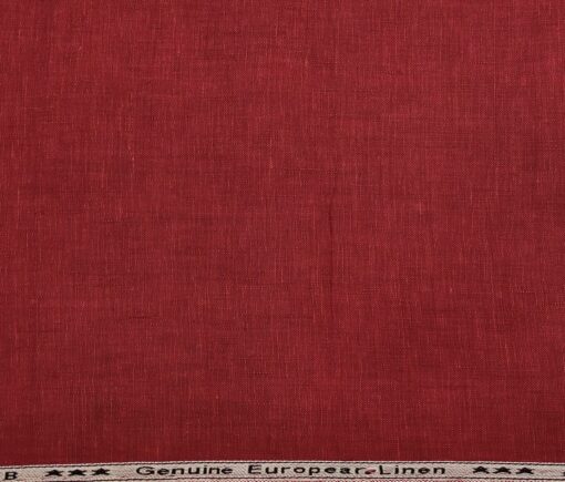 Linen Club Men's Linen 50 LEA Self Design Unstitched Shirting Fabric (Berry Red)