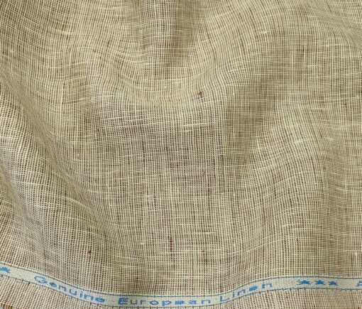 Linen Club Men's Linen 50 LEA Structured Unstitched Shirting Fabric (Beige)