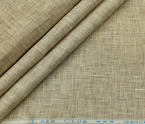 Linen Club Men's Linen 50 LEA Structured Unstitched Shirting Fabric (Beige)