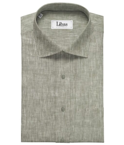 Linen Club Men's Linen 50 LEA Self Design Unstitched Shirting Fabric (Pistachious)