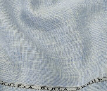 Linen Club Men's Linen 50 LEA Structured Unstitched Shirting Fabric (Sky Blue)