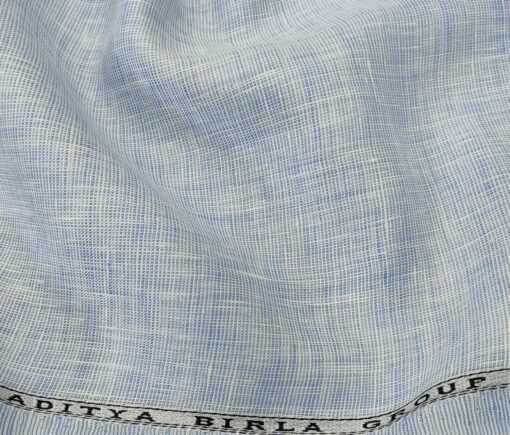 Linen Club Men's Linen 50 LEA Structured Unstitched Shirting Fabric (Sky Blue)