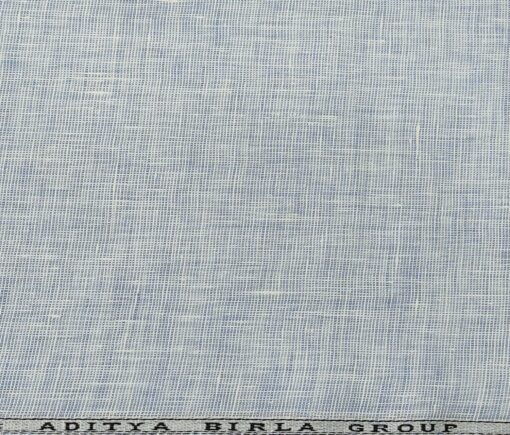 Linen Club Men's Linen 50 LEA Structured Unstitched Shirting Fabric (Sky Blue)