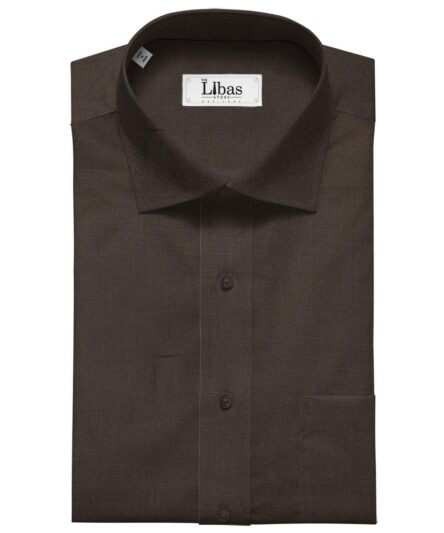 Linen Club Men's Linen Solid 2.25 Meter Unstitched Shirting Fabric (Dark Brown)