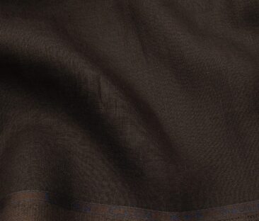 Linen Club Men's Linen Solid 2.25 Meter Unstitched Shirting Fabric (Dark Brown)