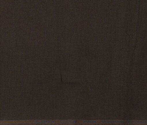 Linen Club Men's Linen Solid 2.25 Meter Unstitched Shirting Fabric (Dark Brown)