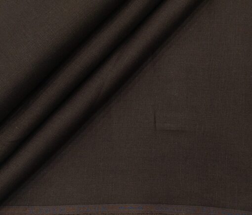 Linen Club Men's Linen Solid 2.25 Meter Unstitched Shirting Fabric (Dark Brown)