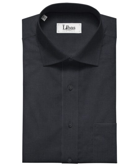 Linen Club Men's Linen Solid 2.25 Meter Unstitched Shirting Fabric (Dark Navy Blue)