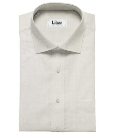 Linen Club Men's Linen 60 LEA Solid Unstitched Shirting Fabric (Milky White)