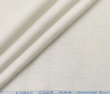 Linen Club Men's Linen 60 LEA Solid Unstitched Shirting Fabric (Milky White)