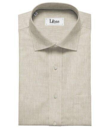 Linen Club Men's Linen Self Design 1.60 Meter Unstitched Shirting Fabric (Buttermilk Beige)