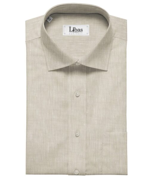 Linen Club Men's Linen Self Design 1.60 Meter Unstitched Shirting Fabric (Buttermilk Beige)