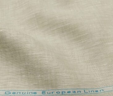 Linen Club Men's Linen Self Design 1.60 Meter Unstitched Shirting Fabric (Buttermilk Beige)