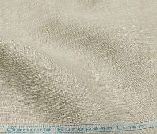 Linen Club Men's Linen Self Design 1.60 Meter Unstitched Shirting Fabric (Buttermilk Beige)