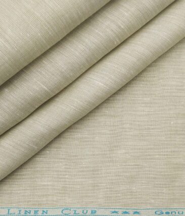 Linen Club Men's Linen Self Design 1.60 Meter Unstitched Shirting Fabric (Buttermilk Beige)