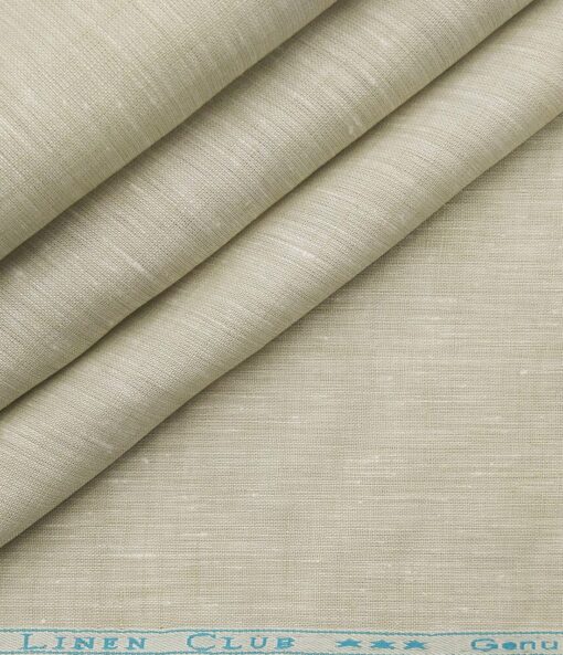 Linen Club Men's Linen Self Design 1.60 Meter Unstitched Shirting Fabric (Buttermilk Beige)