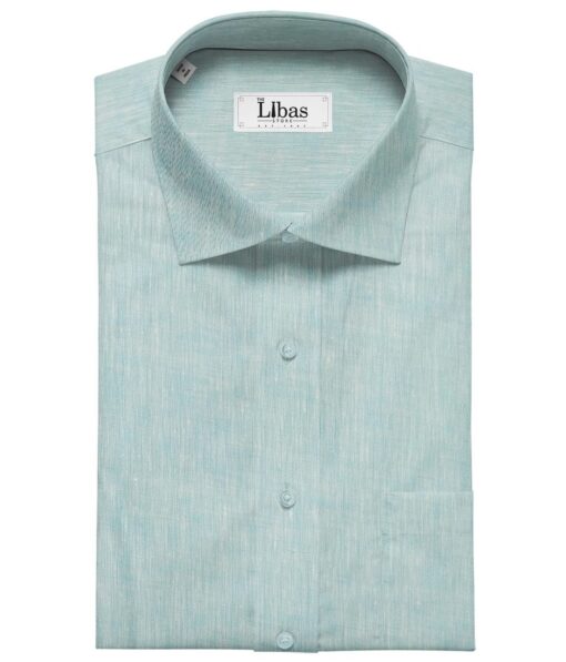 Linen Club Men's Linen Self Design 2.25 Meter Unstitched Shirting Fabric (Arctic Blue)