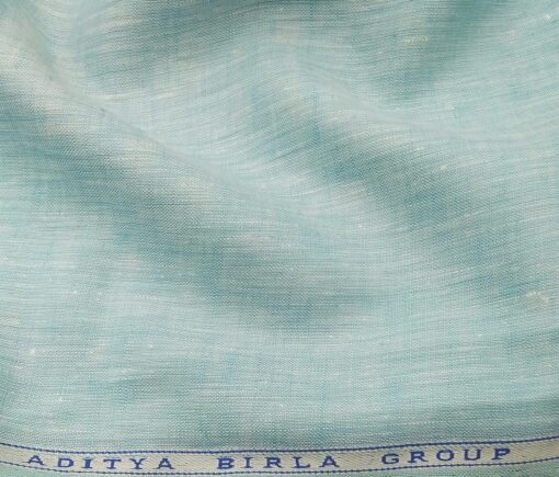 Linen Club Men's Linen Self Design 2.25 Meter Unstitched Shirting Fabric (Arctic Blue)