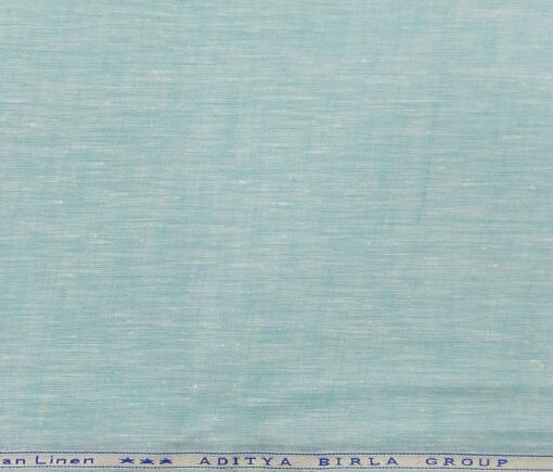 Linen Club Men's Linen Self Design 2.25 Meter Unstitched Shirting Fabric (Arctic Blue)