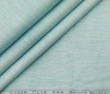 Linen Club Men's Linen Self Design 2.25 Meter Unstitched Shirting Fabric (Arctic Blue)