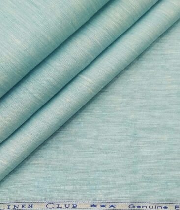 Linen Club Men's Linen Self Design 2.25 Meter Unstitched Shirting Fabric (Arctic Blue)