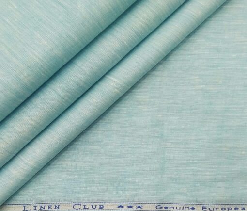 Linen Club Men's Linen Self Design 2.25 Meter Unstitched Shirting Fabric (Arctic Blue)