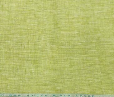 Linen Club Men's Linen 60 LEA Self Design Unstitched Shirting Fabric (Light Green)