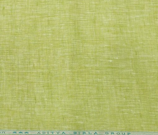 Linen Club Men's Linen 60 LEA Self Design Unstitched Shirting Fabric (Light Green)