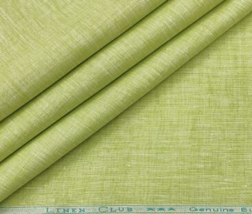 Linen Club Men's Linen 60 LEA Self Design Unstitched Shirting Fabric (Light Green)