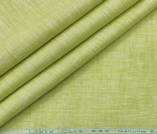 Linen Club Men's Linen 60 LEA Self Design Unstitched Shirting Fabric (Light Green)