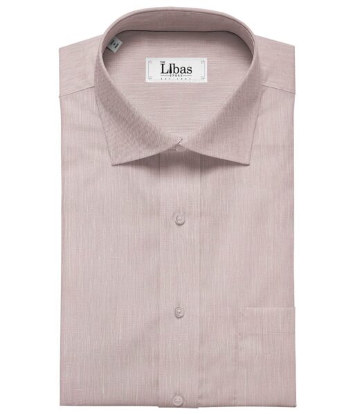 Linen Club Men's Linen 60 LEA Self Design Unstitched Shirting Fabric (Light Pink)