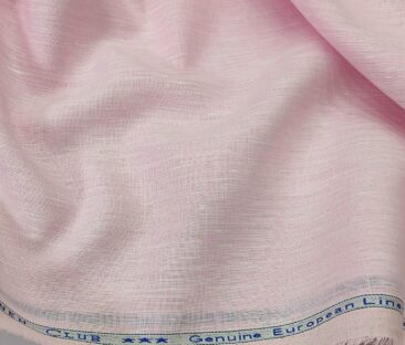 Linen Club Men's Linen 60 LEA Self Design Unstitched Shirting Fabric (Light Pink)