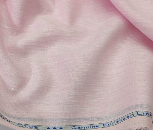 Linen Club Men's Linen 60 LEA Self Design Unstitched Shirting Fabric (Light Pink)