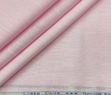 Linen Club Men's Linen 60 LEA Self Design Unstitched Shirting Fabric (Light Pink)