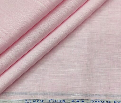 Linen Club Men's Linen 60 LEA Self Design Unstitched Shirting Fabric (Light Pink)
