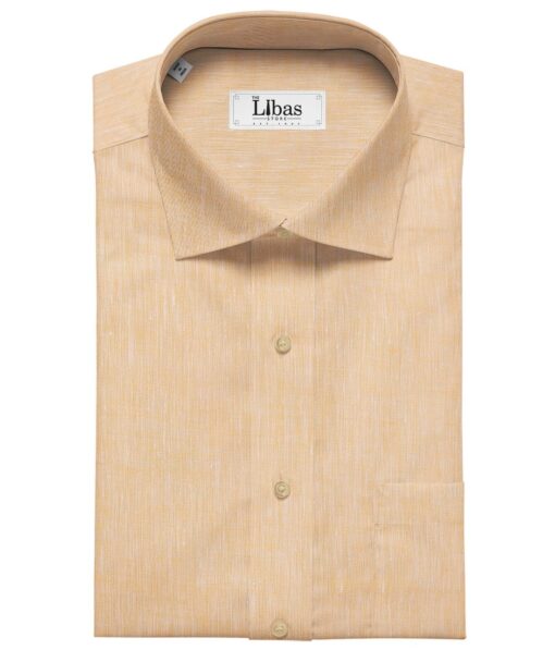 Linen Club Men's Linen Self Design 2.25 Meter Unstitched Shirting Fabric (Orange)