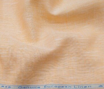 Linen Club Men's Linen Self Design 2.25 Meter Unstitched Shirting Fabric (Orange)