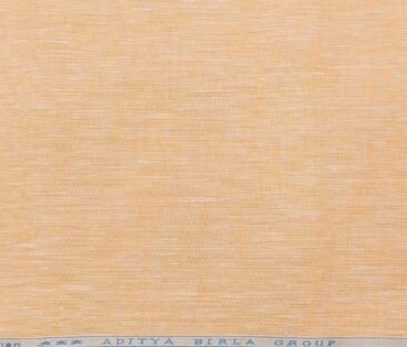 Linen Club Men's Linen Self Design 2.25 Meter Unstitched Shirting Fabric (Orange)