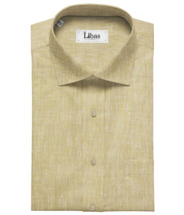 Linen Club Men's Linen Self Design 2.25 Meter Unstitched Shirting Fabric (Shortbread Beige)