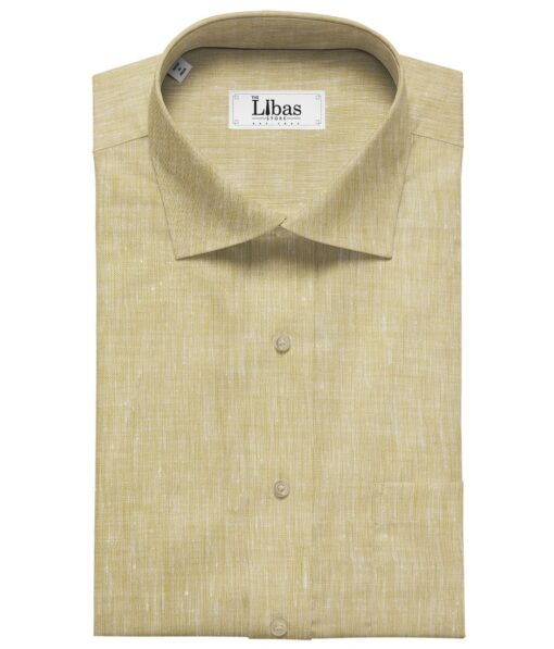 Linen Club Men's Linen Self Design 2.25 Meter Unstitched Shirting Fabric (Shortbread Beige)