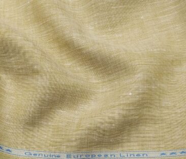 Linen Club Men's Linen Self Design 2.25 Meter Unstitched Shirting Fabric (Shortbread Beige)