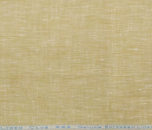 Linen Club Men's Linen Self Design 2.25 Meter Unstitched Shirting Fabric (Shortbread Beige)