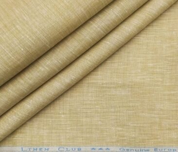 Linen Club Men's Linen Self Design 2.25 Meter Unstitched Shirting Fabric (Shortbread Beige)