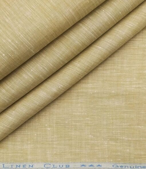 Linen Club Men's Linen Self Design 2.25 Meter Unstitched Shirting Fabric (Shortbread Beige)