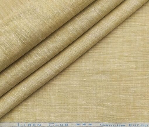 Linen Club Men's Linen Self Design 2.25 Meter Unstitched Shirting Fabric (Shortbread Beige)