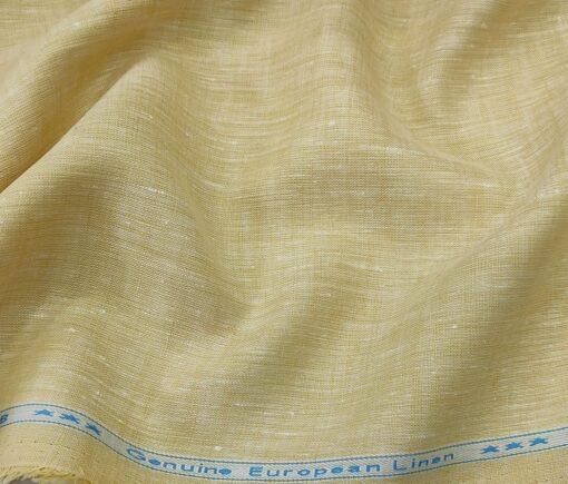 Linen Club Men's Linen 60 LEA Self Design Unstitched Shirting Fabric (Shortbread Beige)