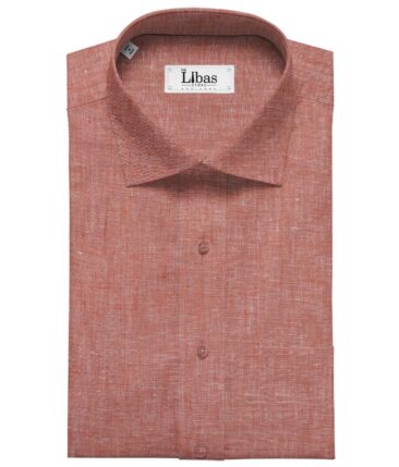 Linen Club Men's Linen Self Design 2.25 Meter Unstitched Shirting Fabric (Blush Red)