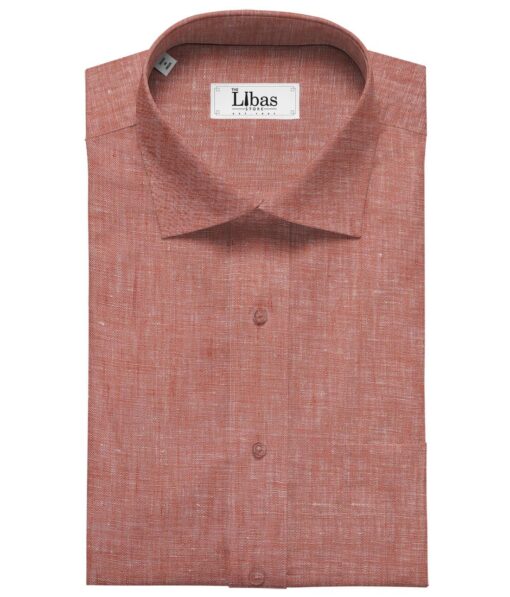 Linen Club Men's Linen Self Design 2.25 Meter Unstitched Shirting Fabric (Blush Red)